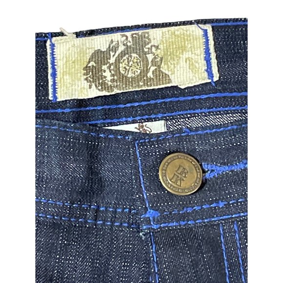 NWOT Rich Kids Dark Wash Blue Topstitching 38x32 Denim Jeans Hip Hop Wide Leg - Picture 5 of 11